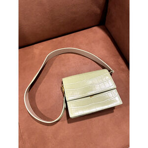 JW PEI Mini Flap Croc Crossbody Sage Green Bag Vegan Leather Purse Womens